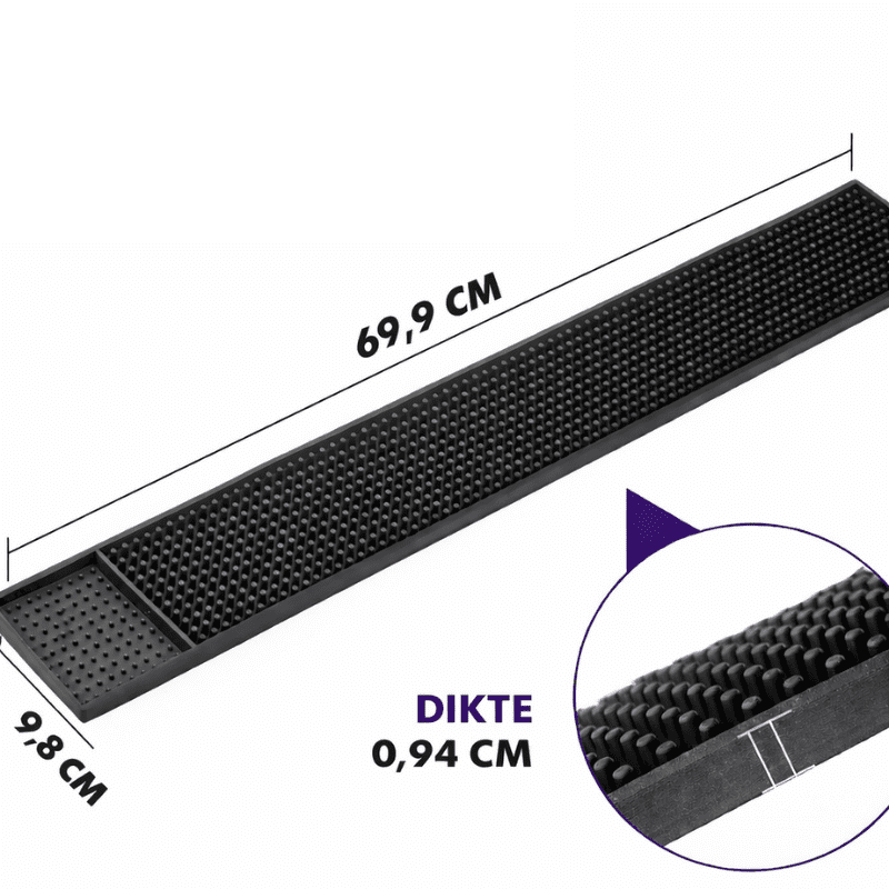 Barmat Langwerpig Zwart - Rubberen - 70CM x 9,8CM - Afbeelding 4