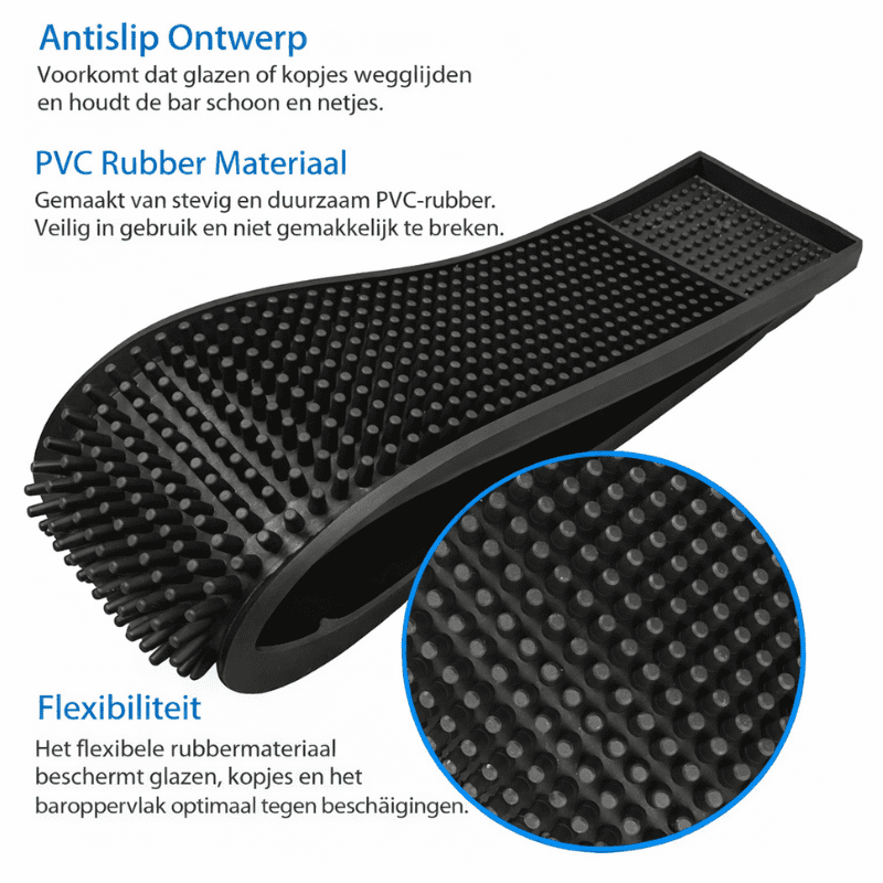 Barmat Langwerpig Zwart - Rubberen - 70CM x 9,8CM - Afbeelding 2