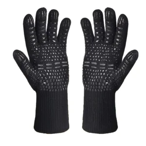BBQ Handschoenen Hittebestendig tot 500°C – Antislip Siliconen Grill- en Ovenhandschoenen – Wasbaar (Zwart)