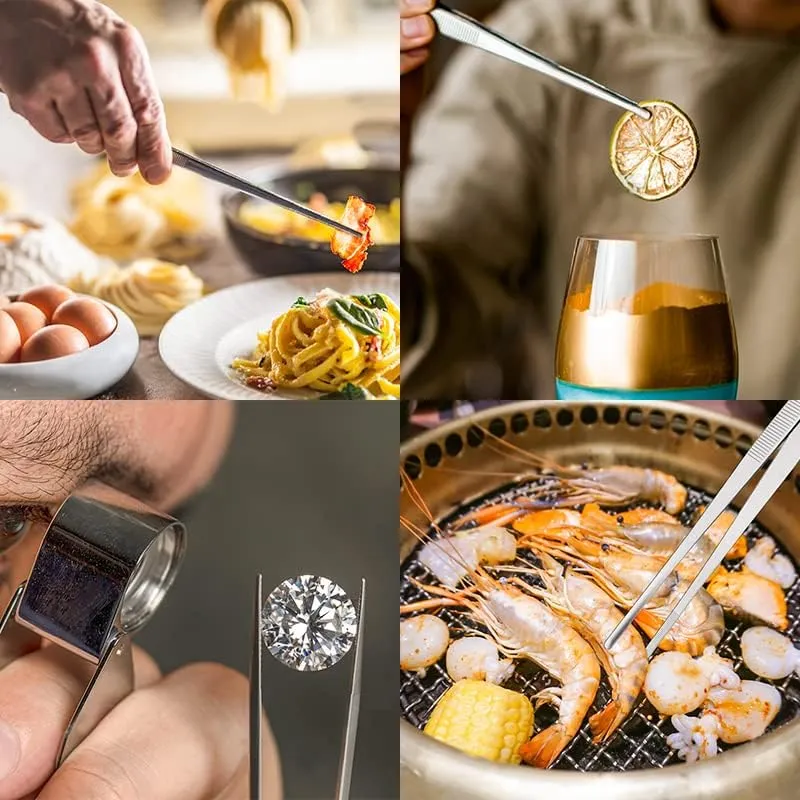 Keukenpincet / Keukentang Zilver - RVS - 30cm - Precisie Kookpincet - Geribbelde Punt - Afbeelding 2